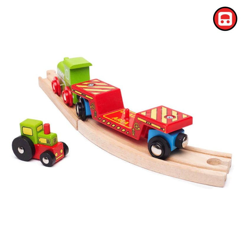 Bigjigs Rail Vagon s traktorem + 2 koleje