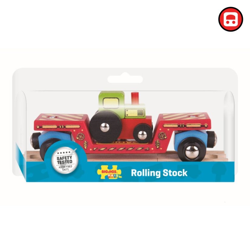 Bigjigs Rail Vagon s traktorem + 2 koleje