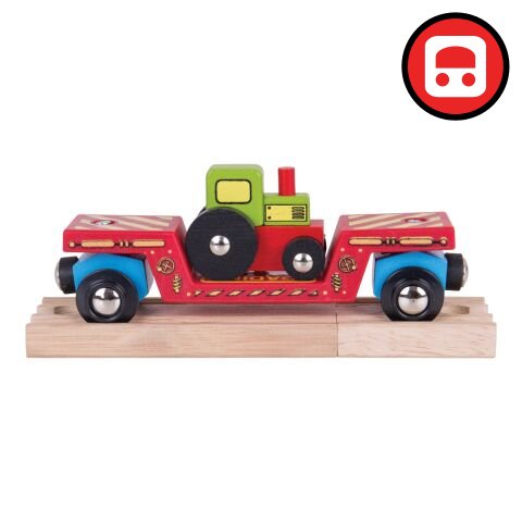 Bigjigs Rail Vagon s traktorem + 2 koleje