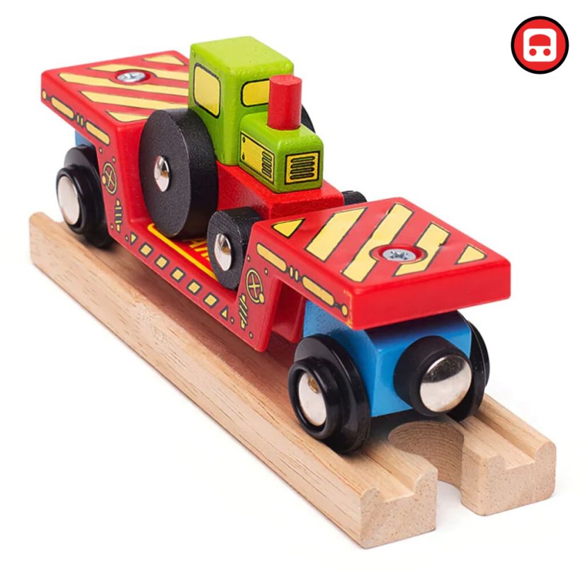 Bigjigs Rail Vagon s traktorem + 2 koleje