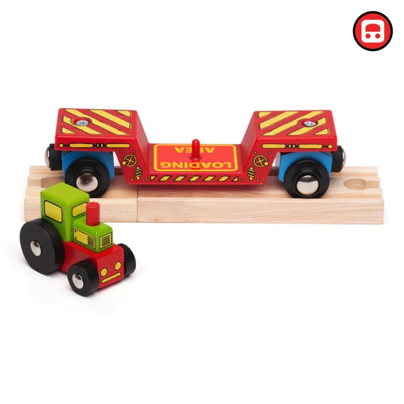 Bigjigs Rail Vagon s traktorem + 2 koleje