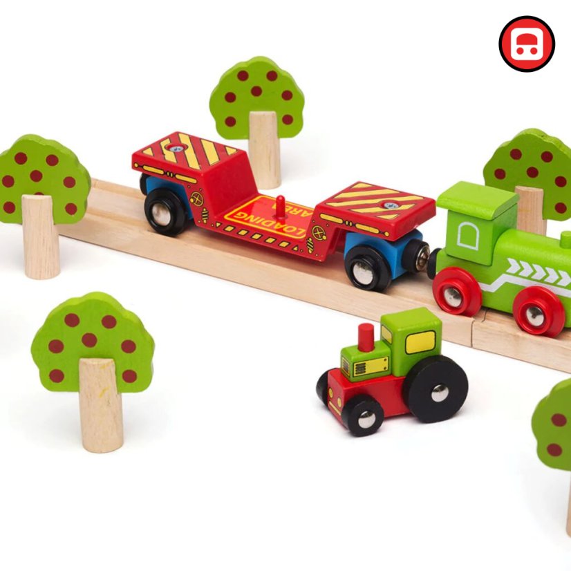 Bigjigs Rail Vagon s traktorem + 2 koleje